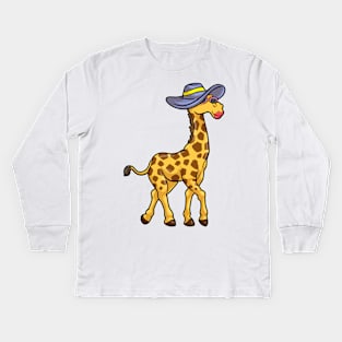 Giraffe with Hat Kids Long Sleeve T-Shirt